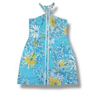 Lilly Pulitzer Shift Mini Dress Women’s 4 Blue Yellow Daisy Dance Sleeveless New